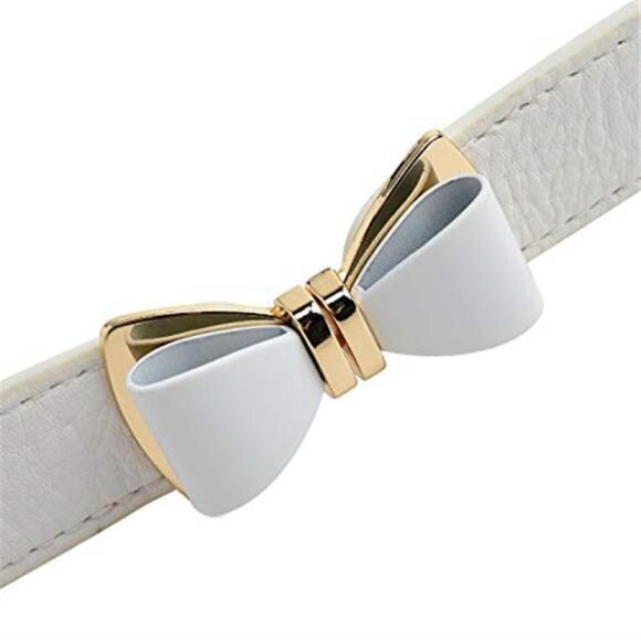 Women's 1" Width Bow Skinny Elastic Waist Belt - Stretchy, Thin Belt - Picture 2 of 4